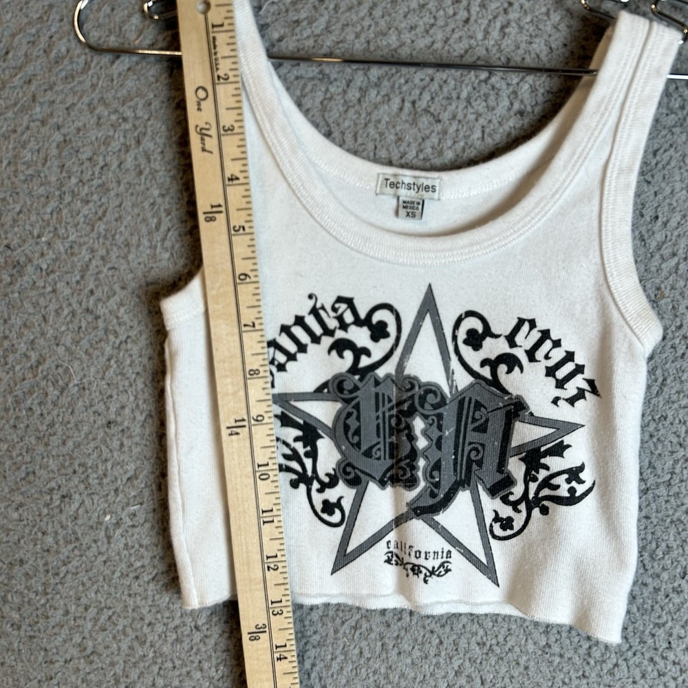 Y2K Santa Cruz, CA Women's Ribbed Cropped Baby Tank Top XS Tribal West coast - Picture 4 of 5
